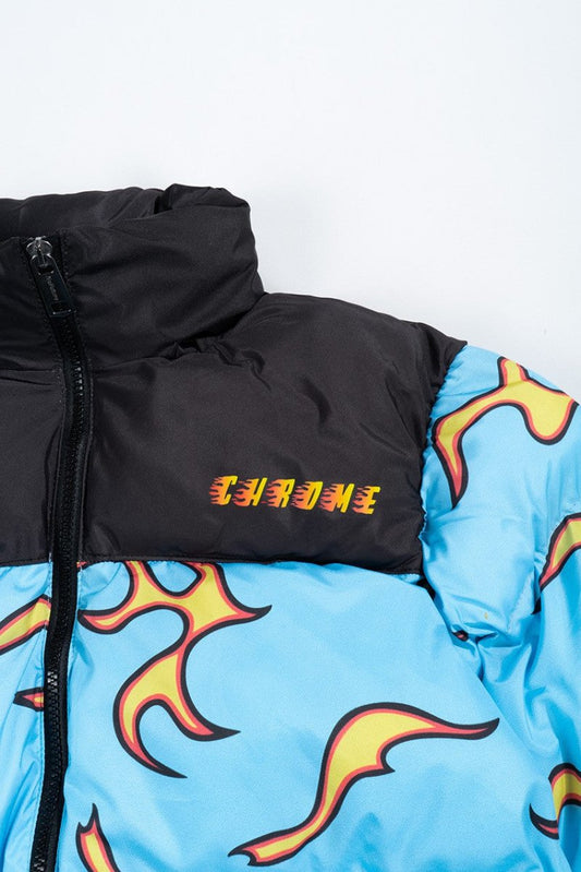 Chrome Flames Herren Puffer Jacket NF0506MV - StreetwearSociety - Inspired by the Streets, Driven by Culture